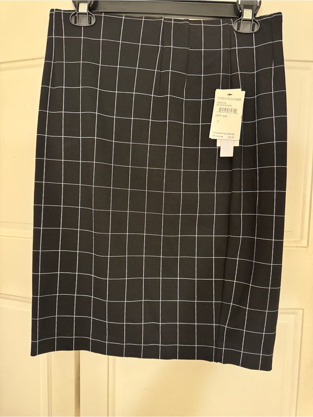 Nordstrom Rack Black Windowpane Pencil Skirt